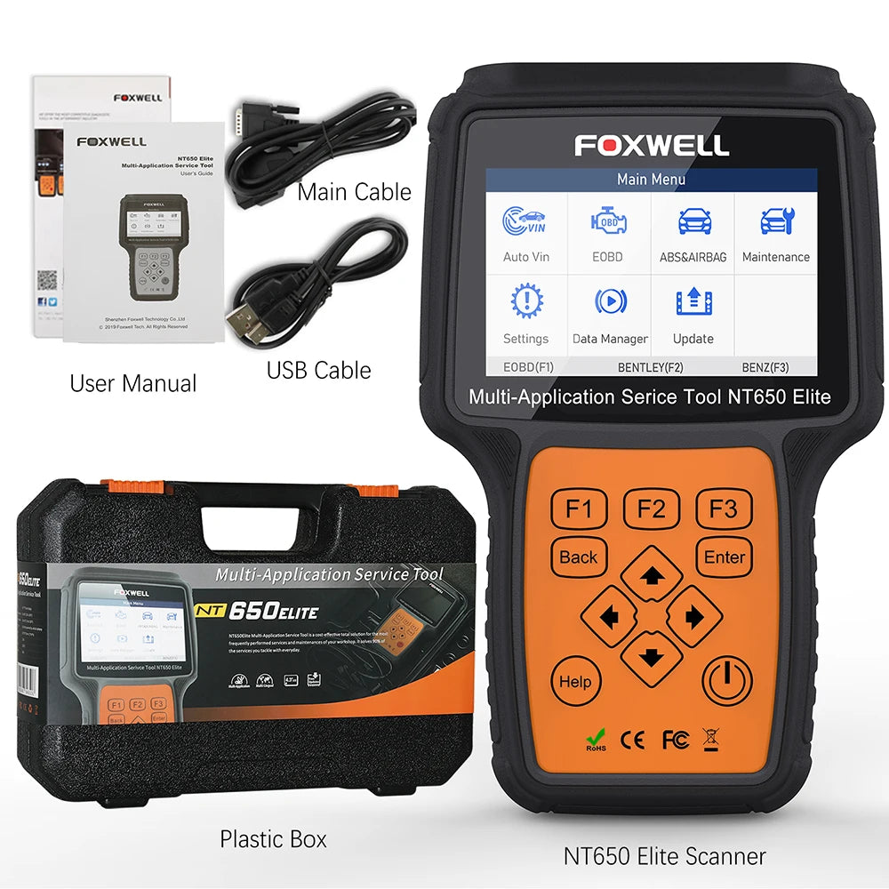 Foxwell NT650 Elite OBD2 Automotive Scanner with 26 Plus Reset Functions for Professional Diagnostics