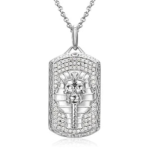 S925 Moissanite Streamline Tag Pendant Necklace for Unisex with Free 2MM Steel Chain