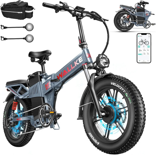 W Wallke H9 AWD 3200W Dual Motor Electric Bike with Samsung Battery Folding Design