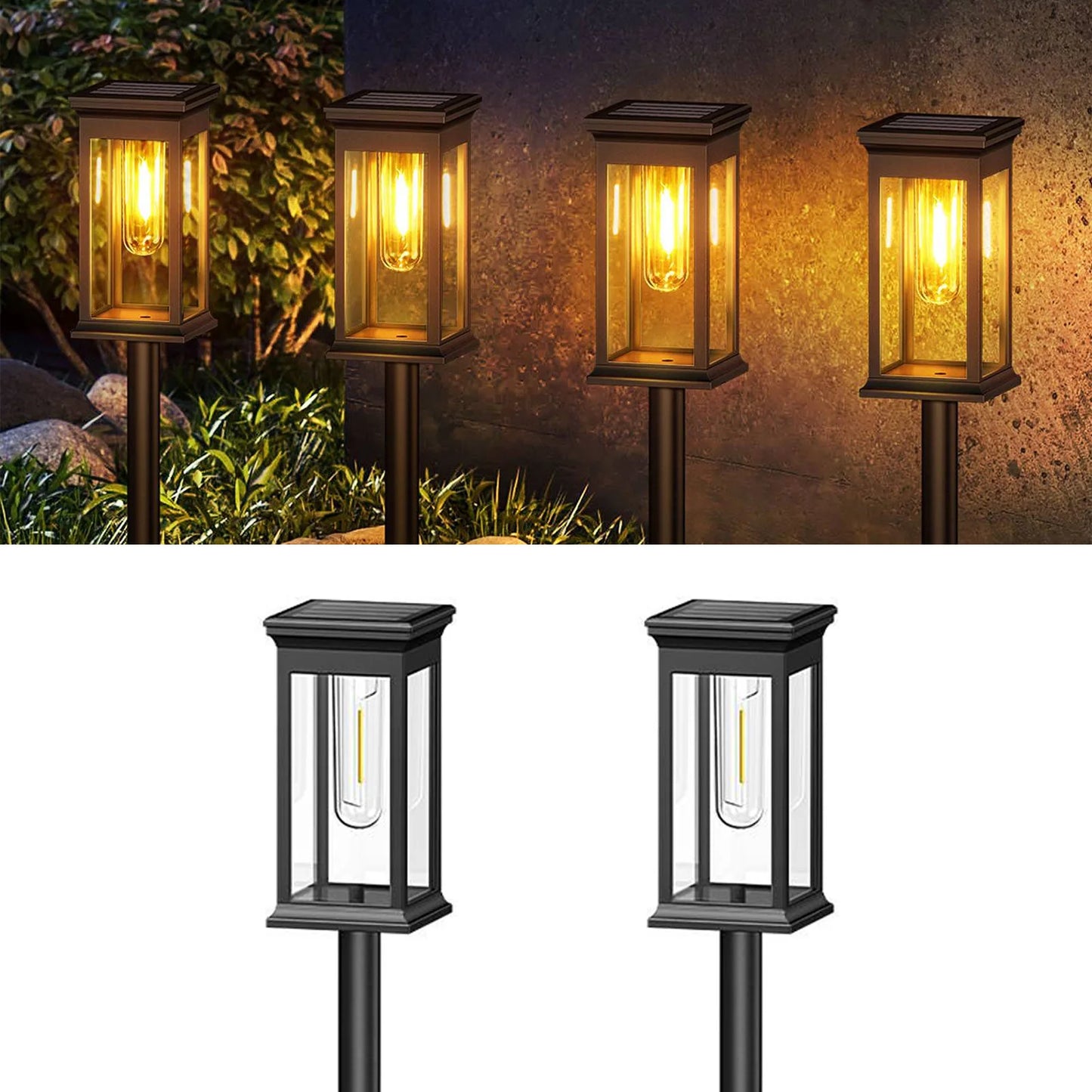 Upgraded Solar Lights 2700K Warm White 12 Hours Brightness for Yard and Garden Pathway