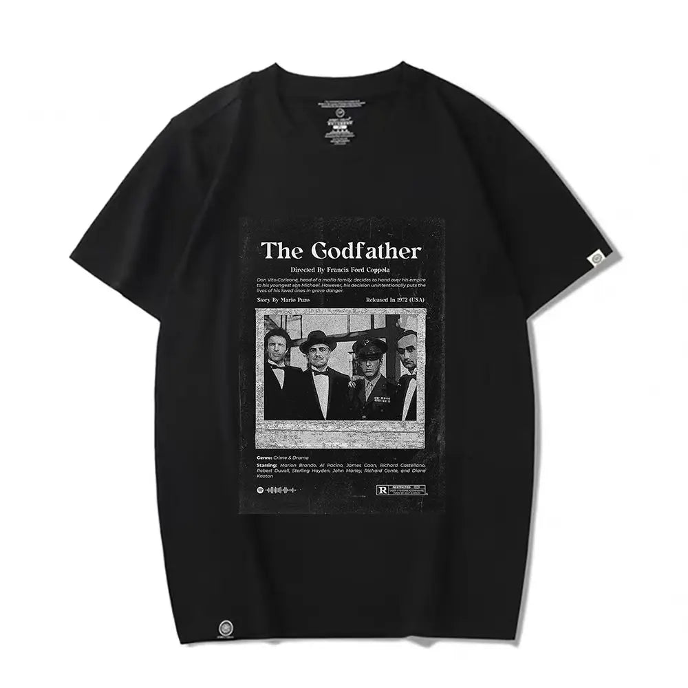 The Godfather Retro Men's Printed Cotton T-Shirt Breathable Summer Fashion Top