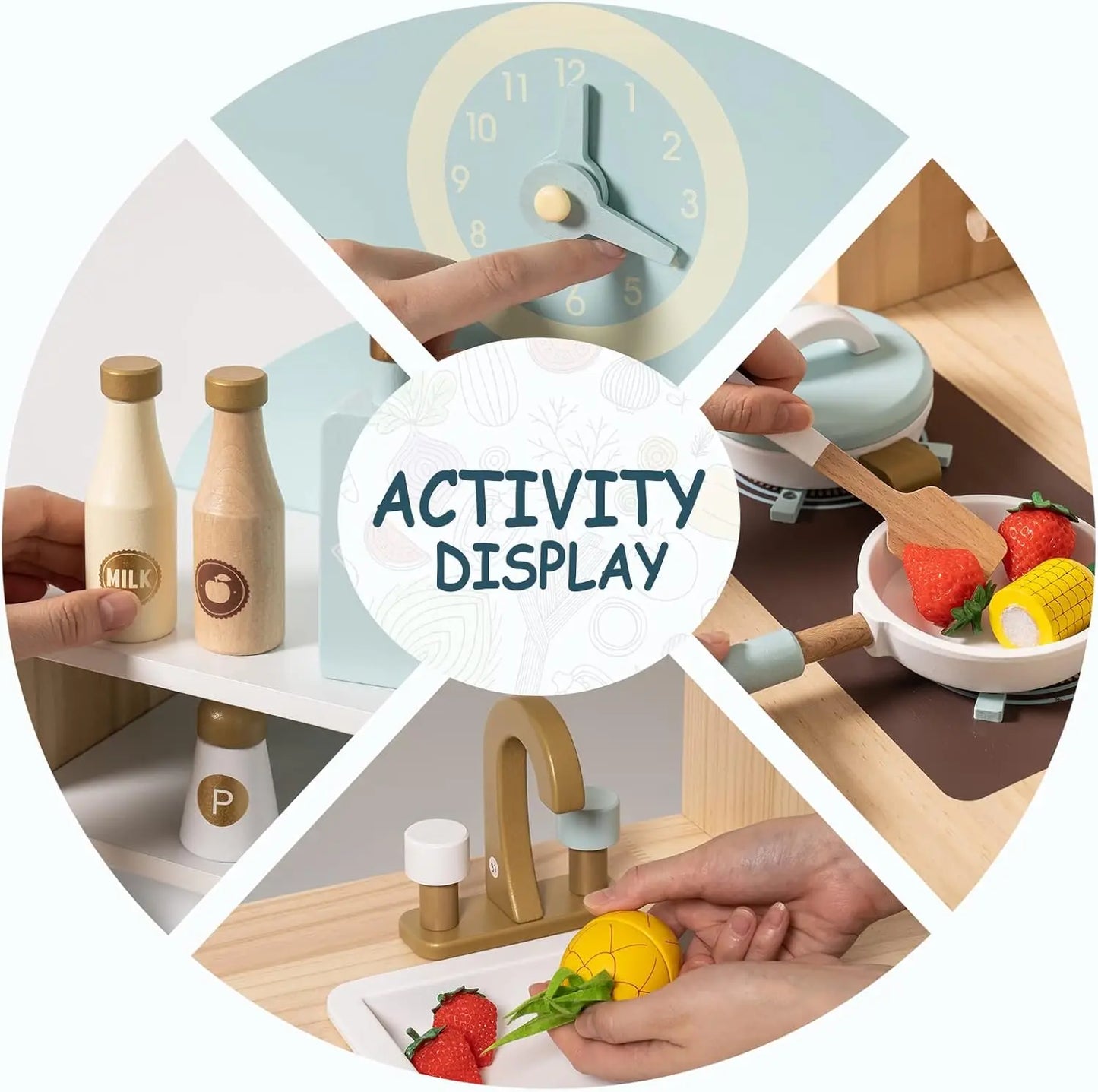 Robotime Robud Wooden Play Kitchen Set for Kids Imaginative Cooking Fun Ages 3 and Up