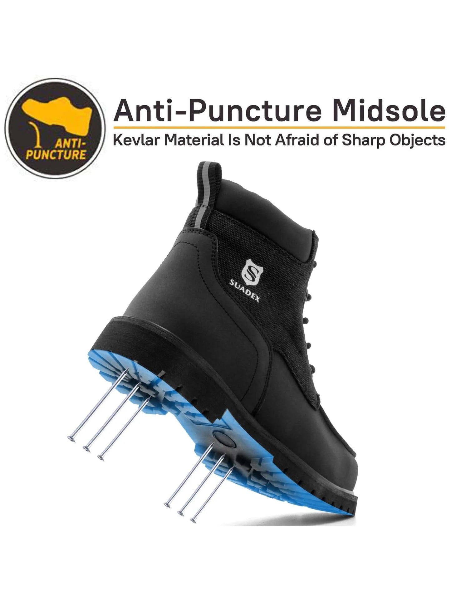 SUADEX Steel Toe Waterproof Work Boots for Men and Women Outdoor Safety Construction Shoes