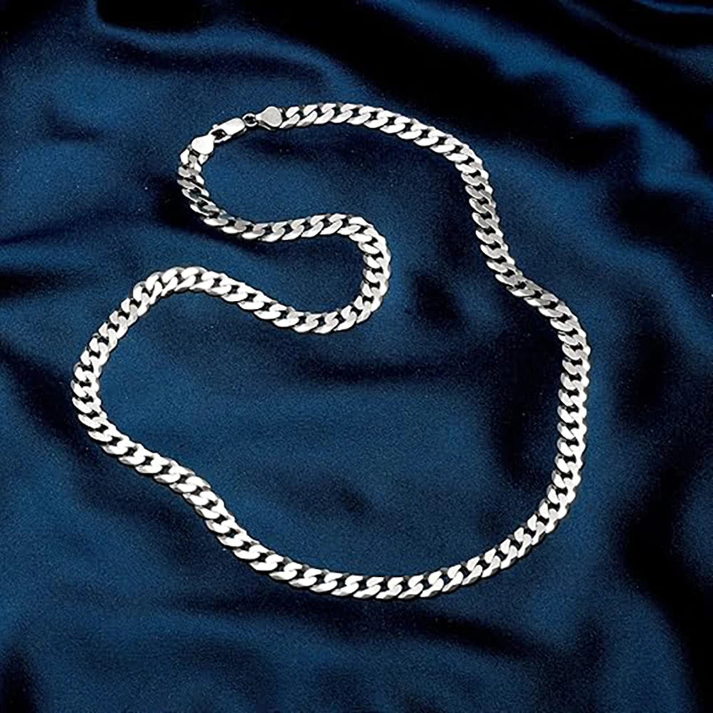 7mm Men's Cuban Link 925 Sterling Silver Necklace Hip Hop Chain Jewelry Ships from USA