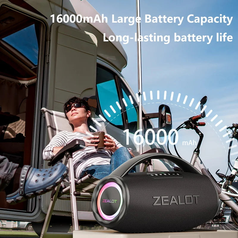 Zealot S97 80W Wireless Outdoor Subwoofer Speaker with HiFi Sound and Fast Charging