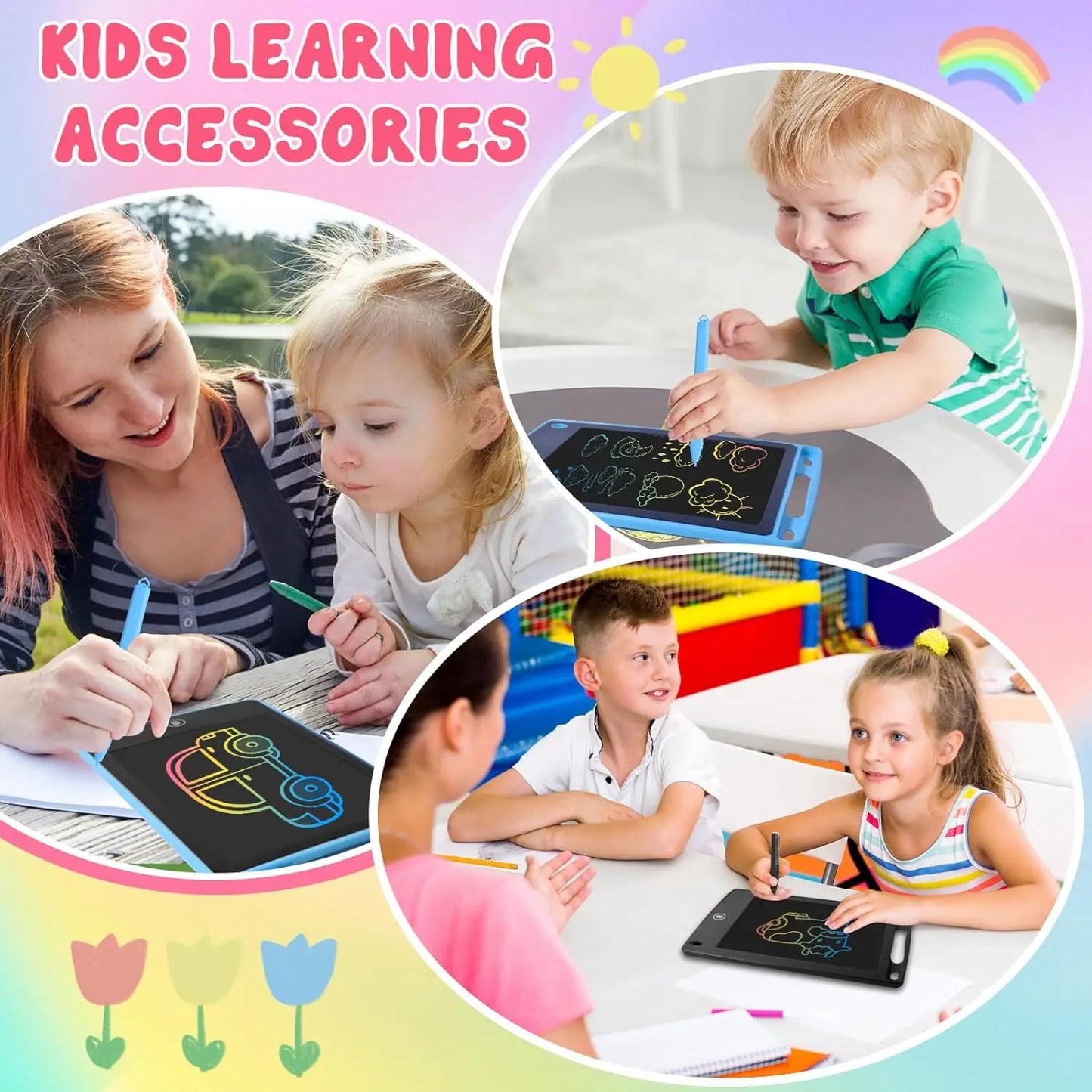 12 Pack Colorful LCD Writing Tablets for Kids 6.5 Inch Doodle Drawing Boards