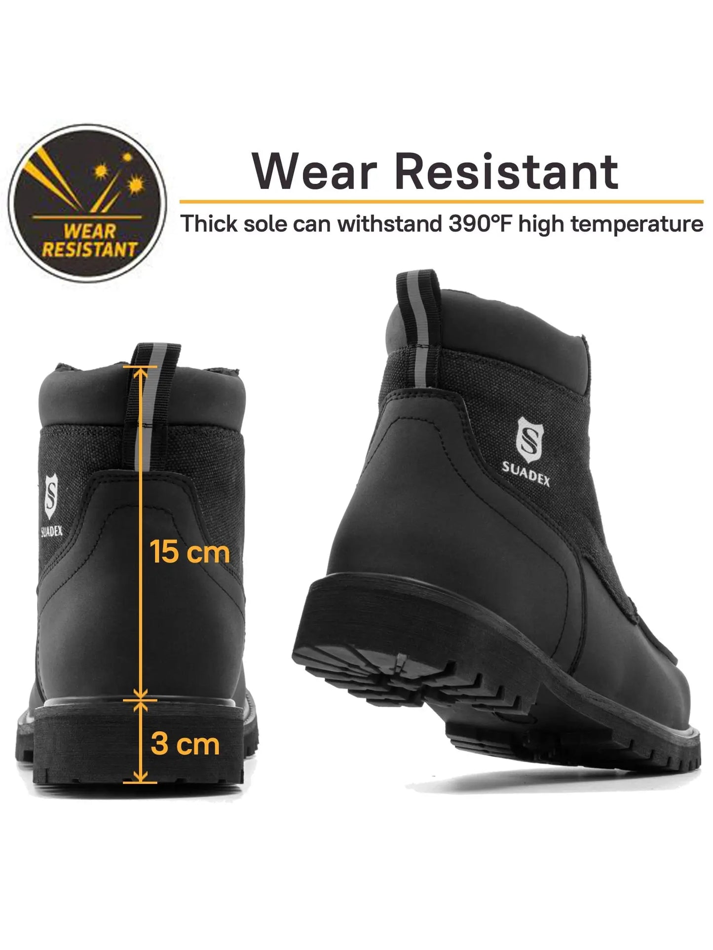 SUADEX Steel Toe Waterproof Work Boots for Men and Women Outdoor Safety Construction Shoes