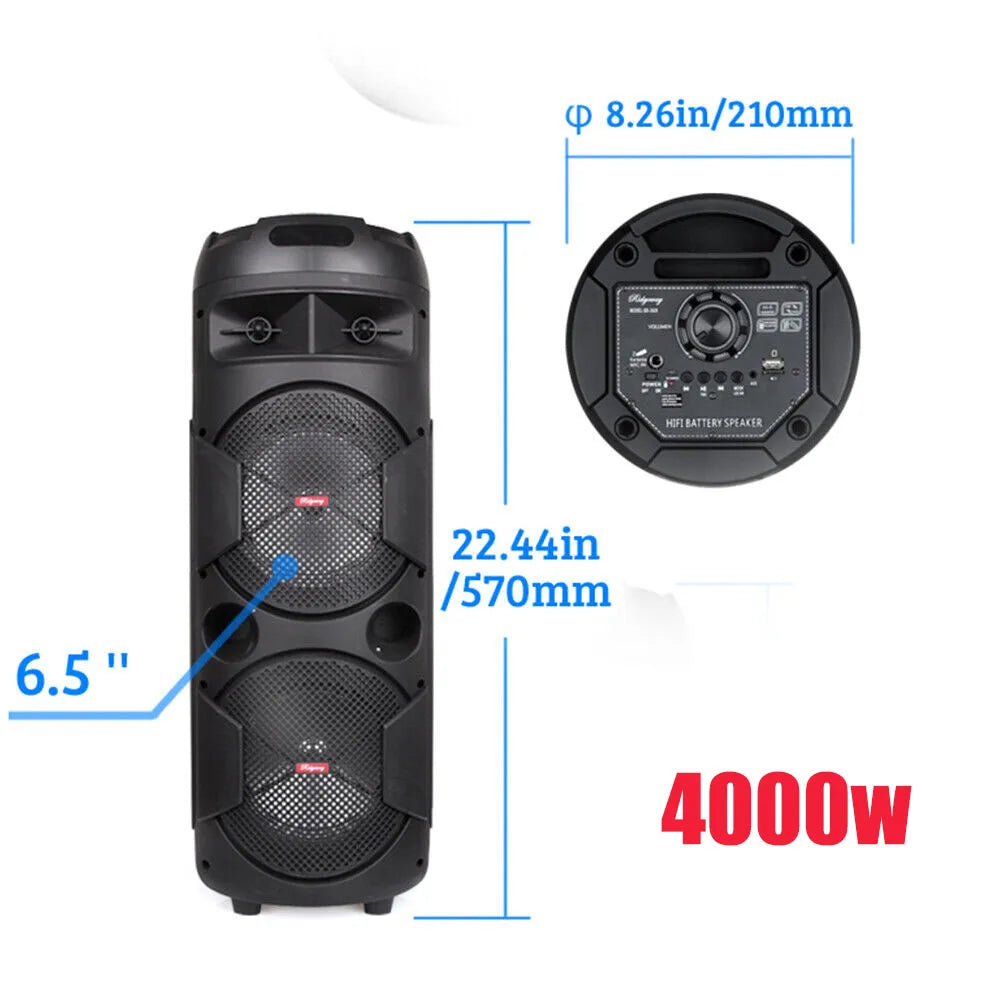 6000W Portable Bluetooth Speaker with Heavy Bass RGB Light for Party and Karaoke