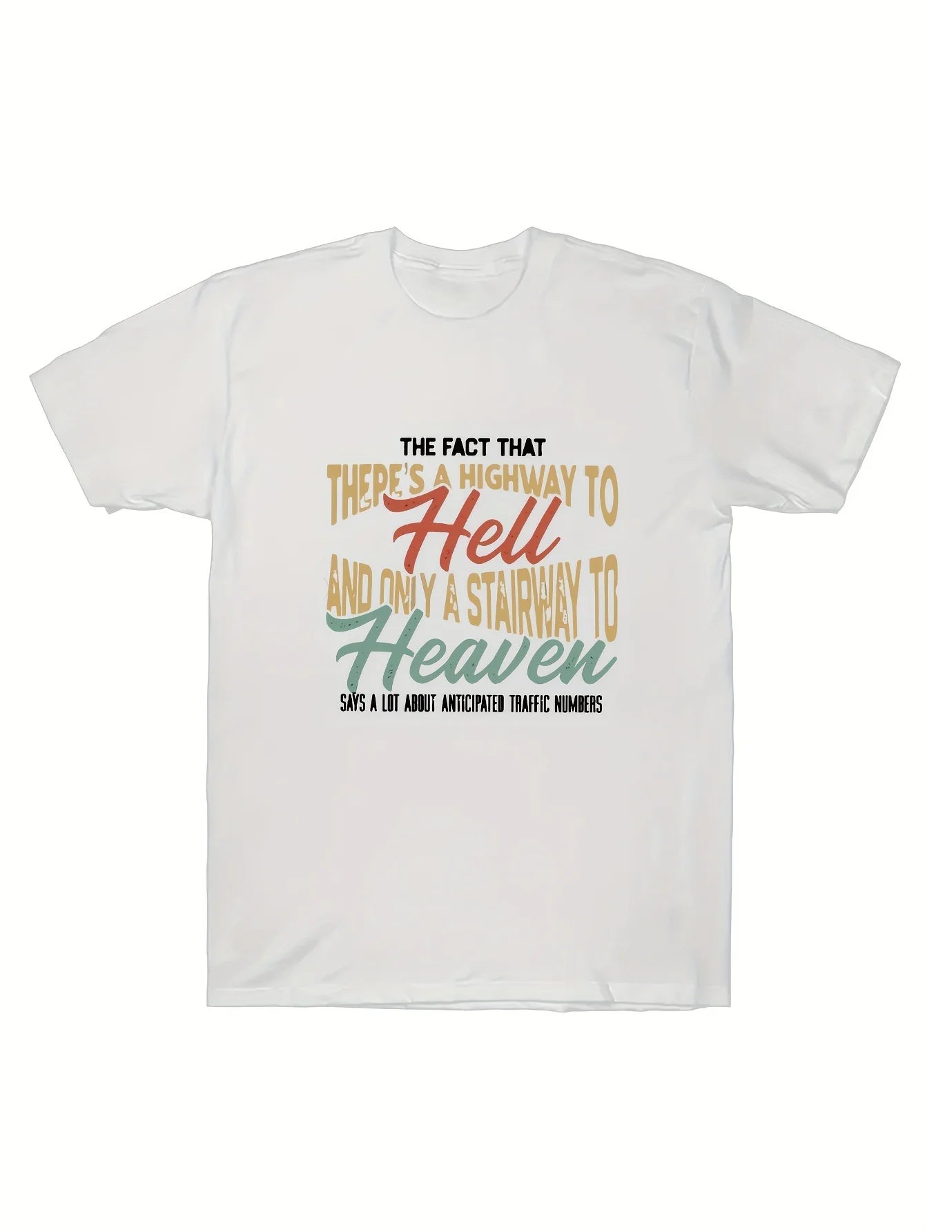 Men's 100 Percent Cotton Hell and Heaven Graphic Tee Casual Round Neck T-Shirt