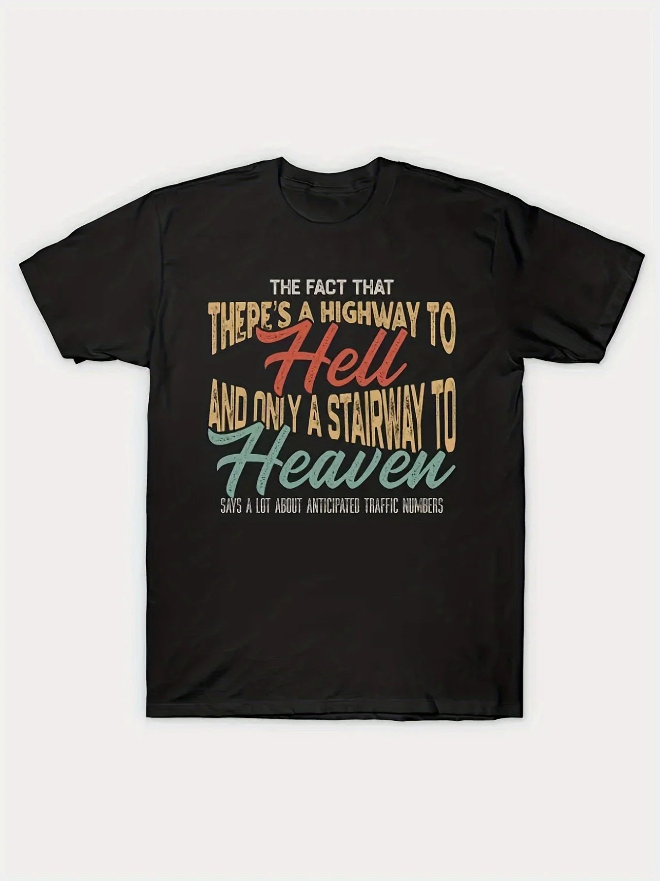 Men's 100 Percent Cotton Hell and Heaven Graphic Tee Casual Round Neck T-Shirt
