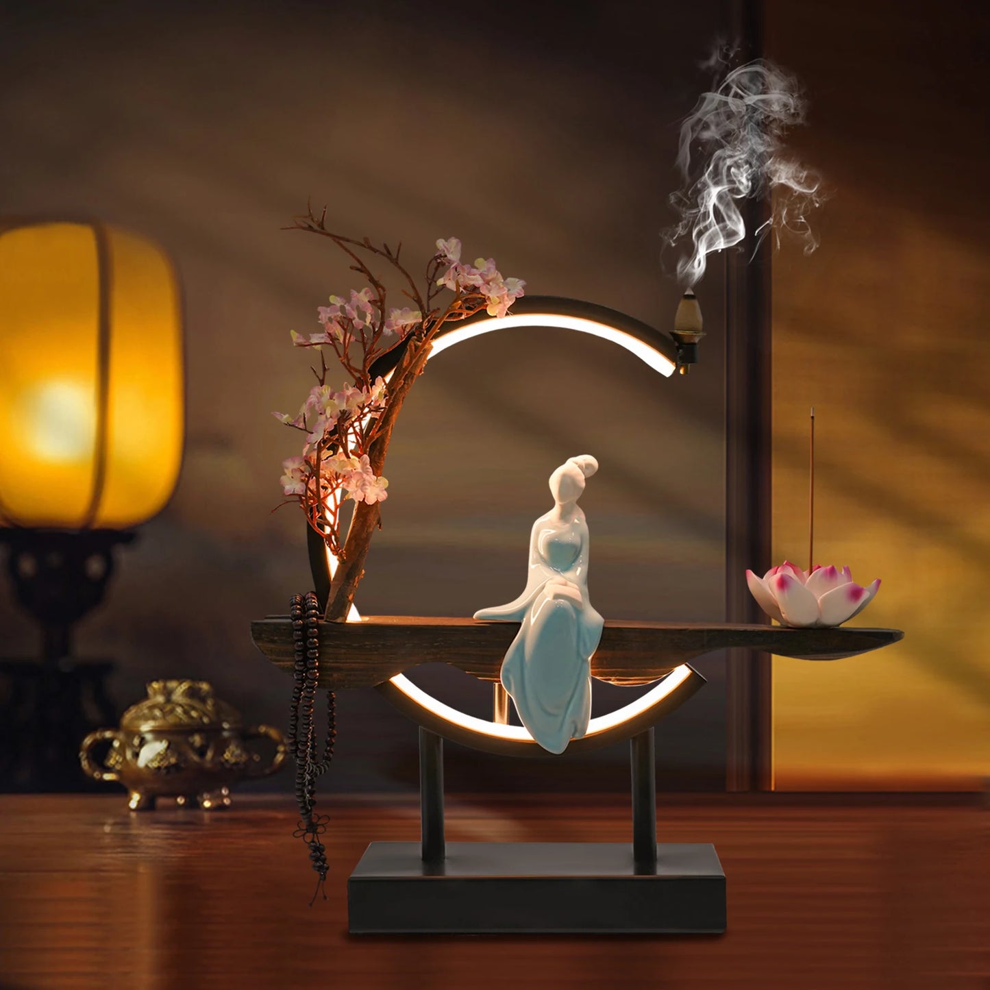 Bymaocar Chinese Zen Meditation Incense Burner Set Unique Smoke Decoration for Home