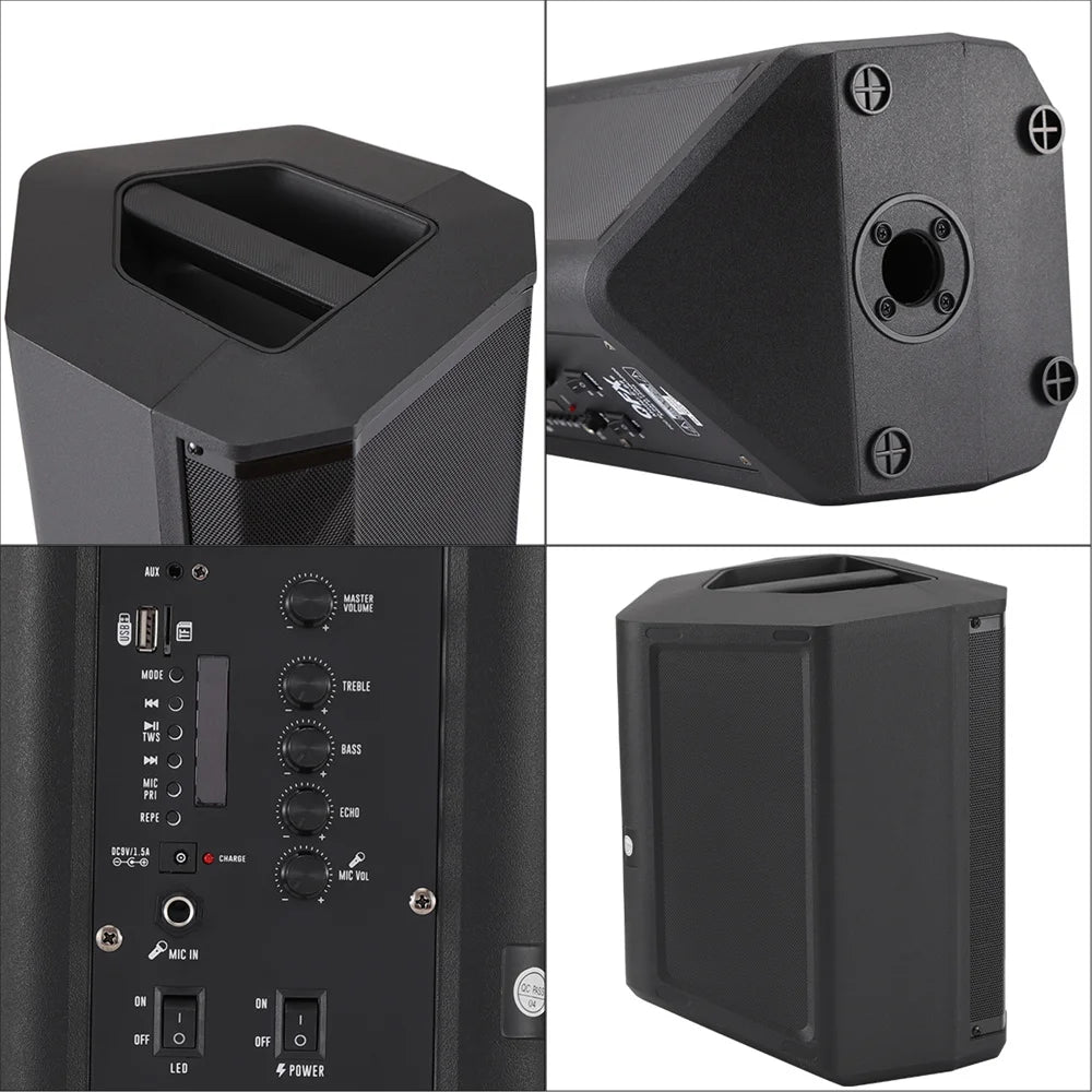 5000W Portable Bluetooth Party Speaker with 8 Inch Subwoofer and DJ LED Lights