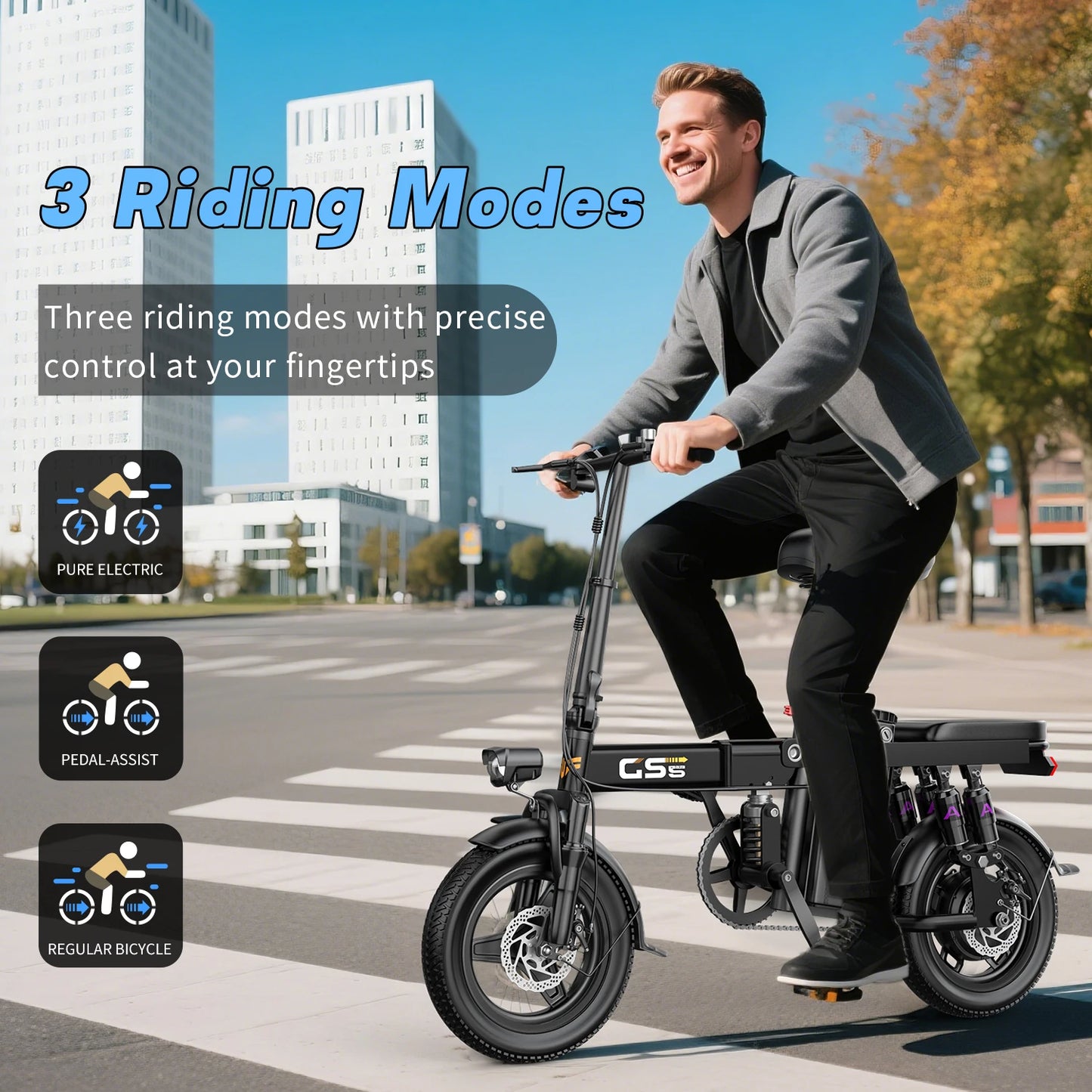 Folding Electric Bike for Adults and Teens 750W Motor 35 Miles Commuter Ebike
