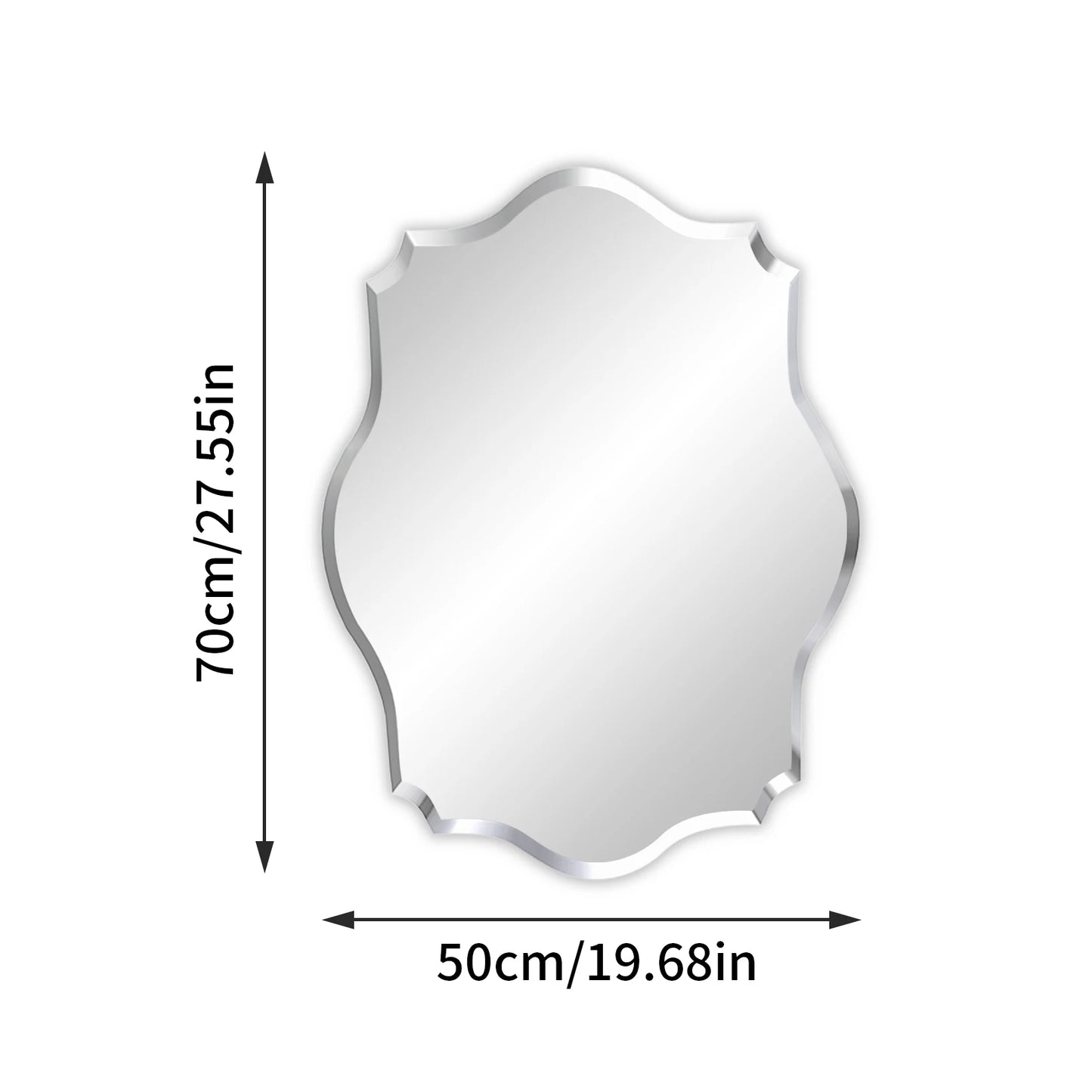 40-120CM Beveled Edge Frameless Unframed Bathroom Mirror with Hanging Fixings Vanity Mirror for Bathroom, Living Room Entryway
