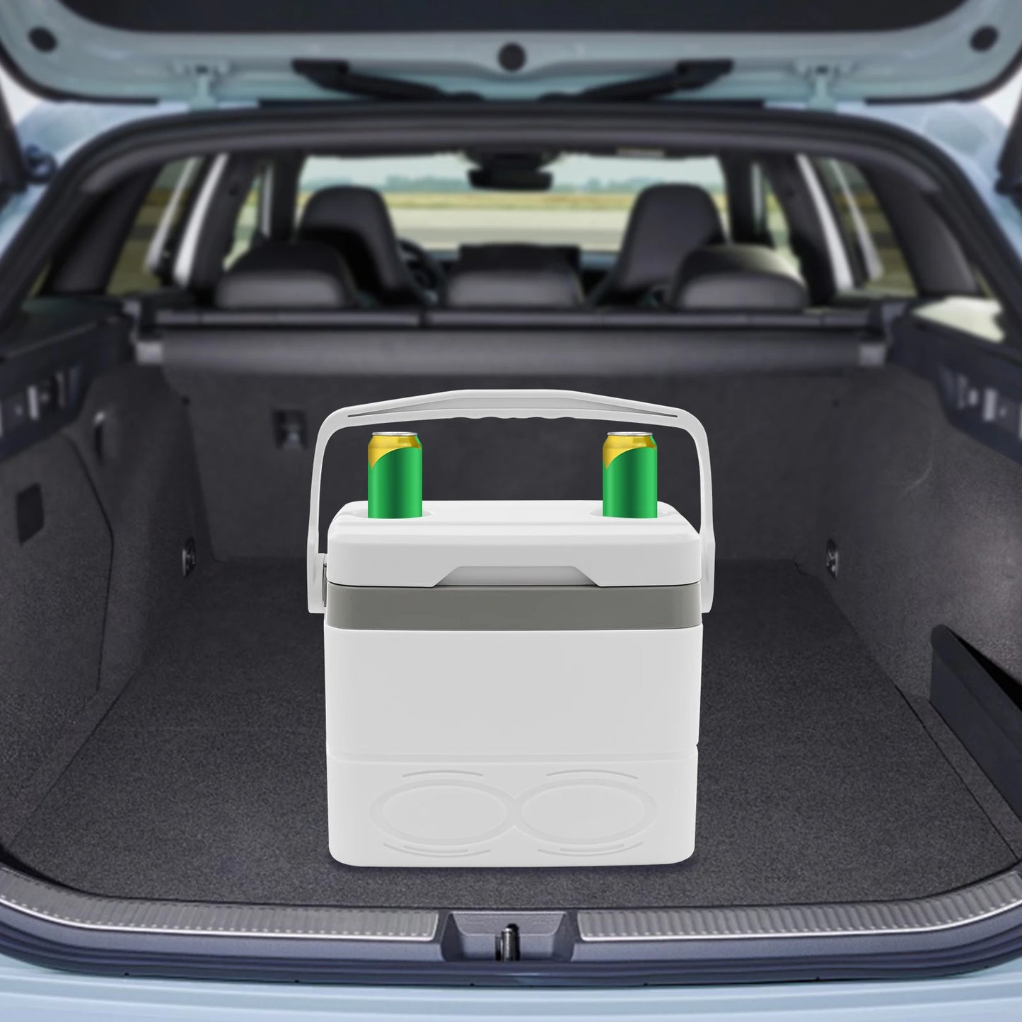 8.5L Portable Insulated Camping Cooler Box for Outdoor Picnics and Beach Activities Green White
