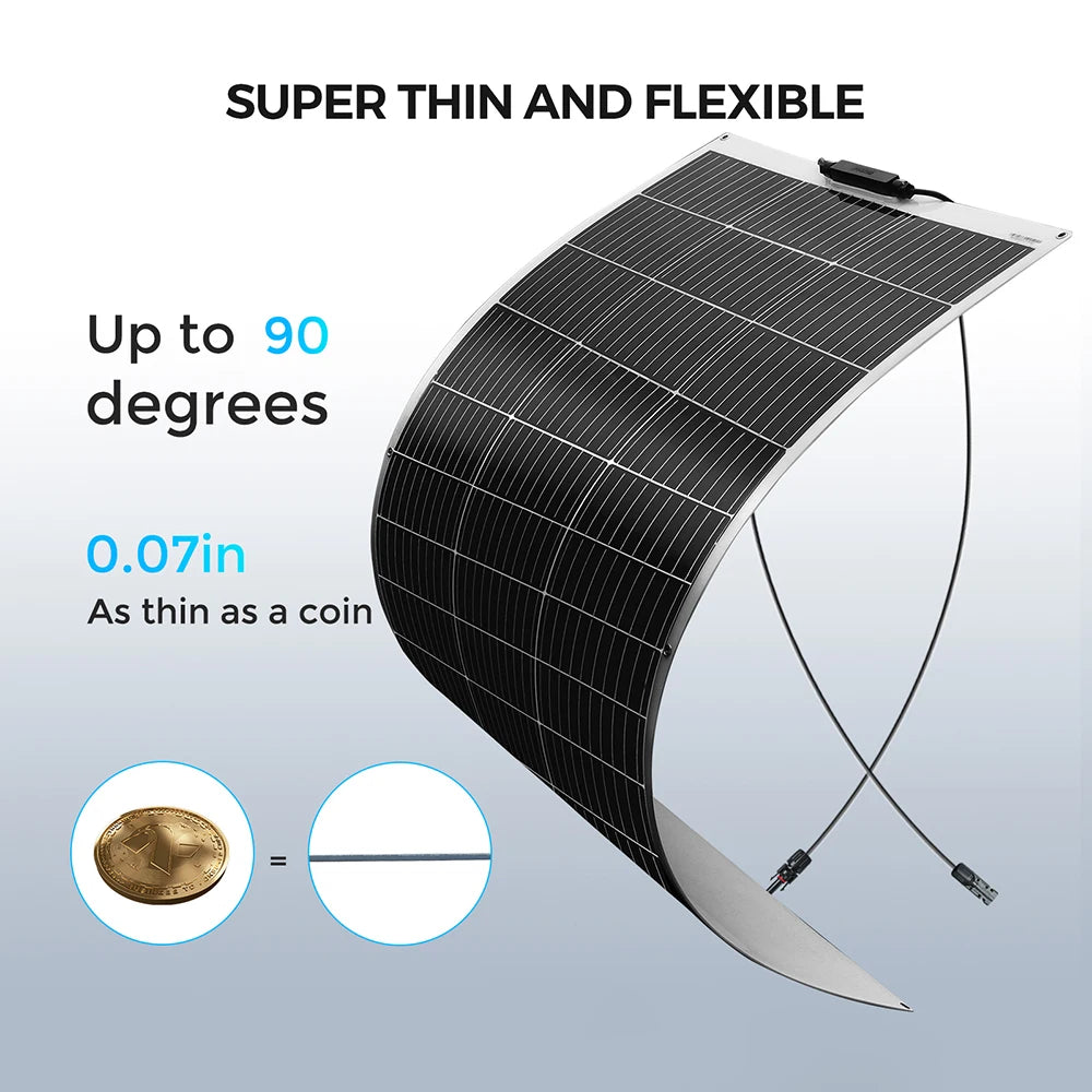 120W 12 Volt Flexible Monocrystalline Solar Panel for RVs Boats and Off-Grid Systems