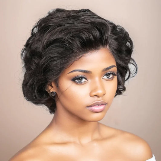 Pixie Cut Human Hair Wig 13X4 HD Lace Front Glueless Wear and Go Short Curly Wig for Women