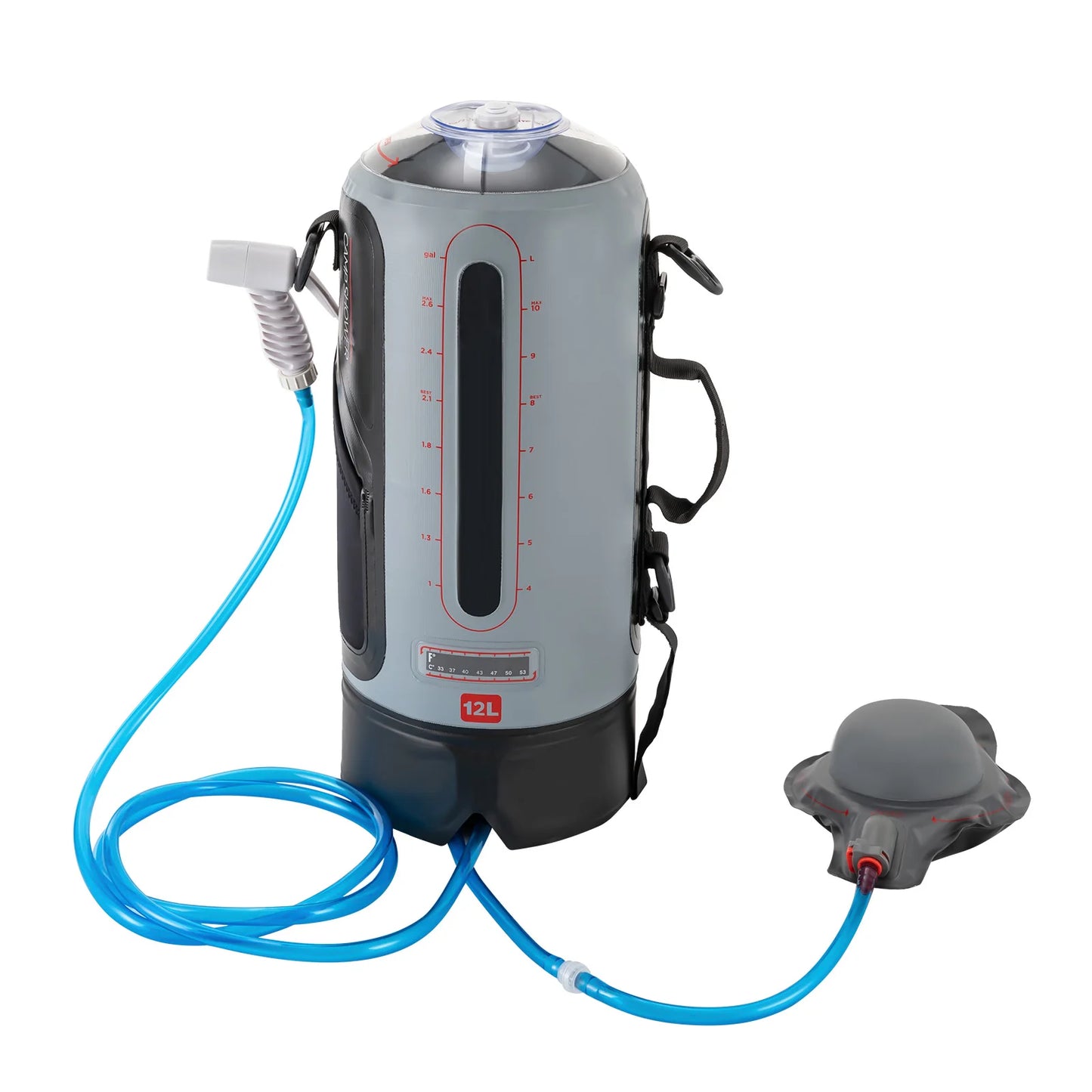 12L Portable Garden Shower with Pump Removable Pressure Camp Shower for Outdoor Travel