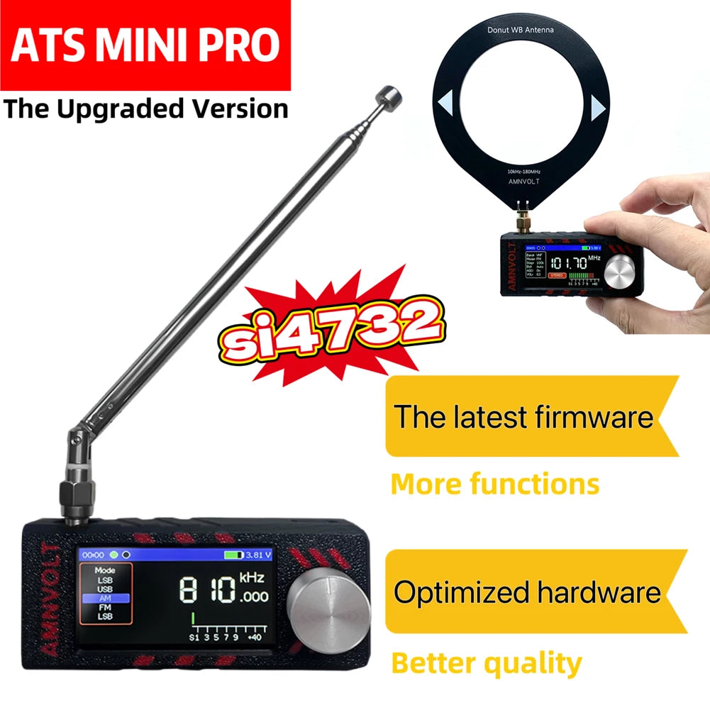 Upgraded AMNVOLT ATS Mini Pro Pocket Radio Full Band DSP Receiver with Newest Firmware