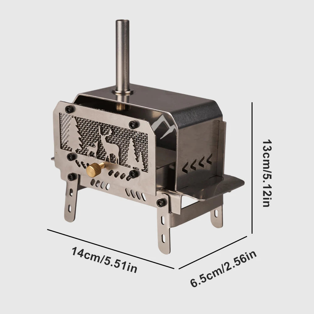 Stainless Steel Outdoor Firewood Stove with Chimney for Camping and Backpacking