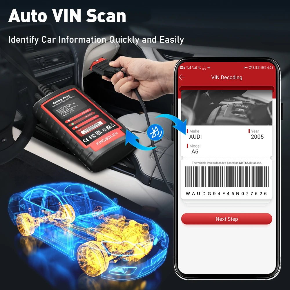 KINGBOLEN EDIAG Plus OBD2 Diagnostic Scanner with Intelligent Features and ECU Coding