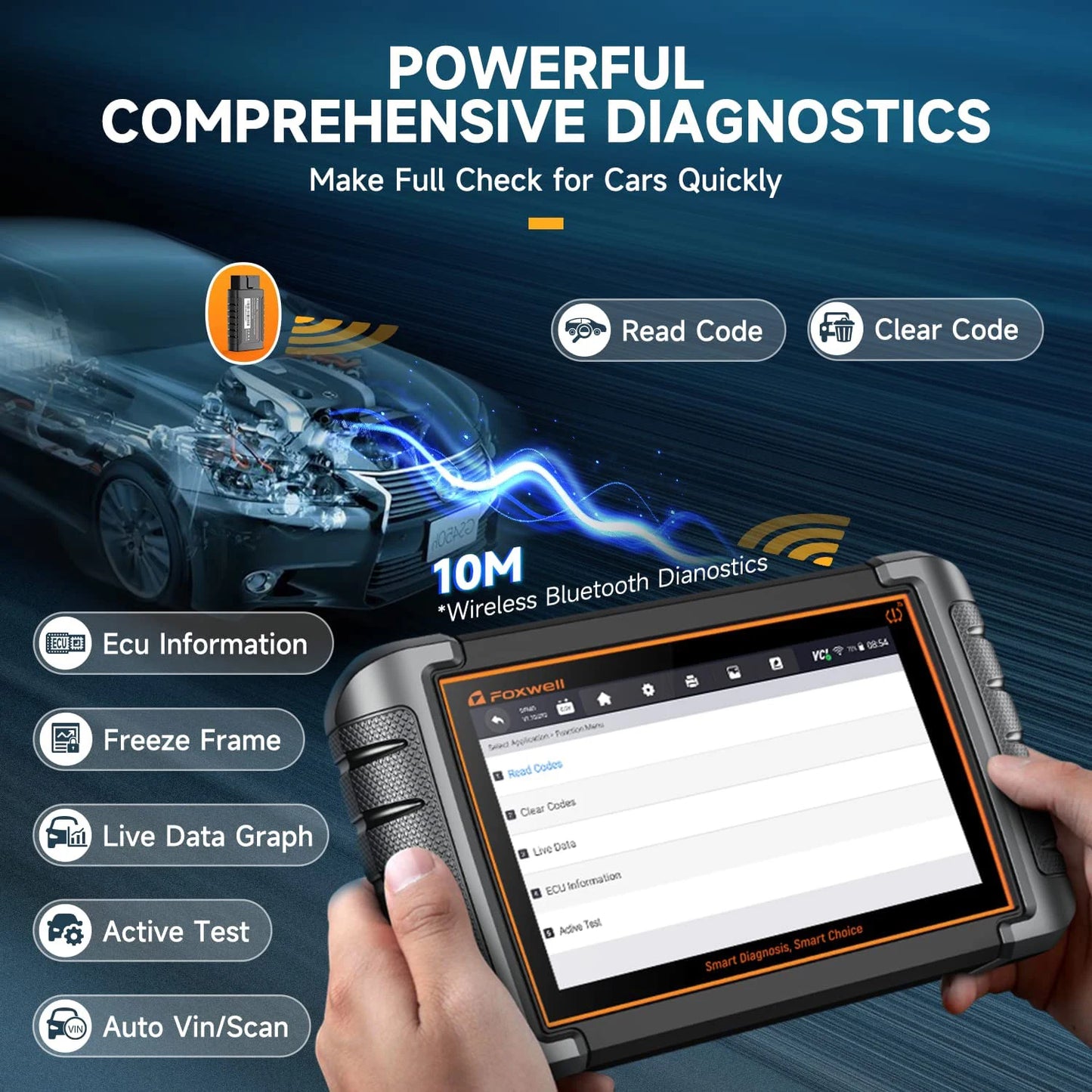 Foxwell NT809BT OBD2 Bluetooth Car Diagnostic Tool All Systems Bi-Directional Scanner