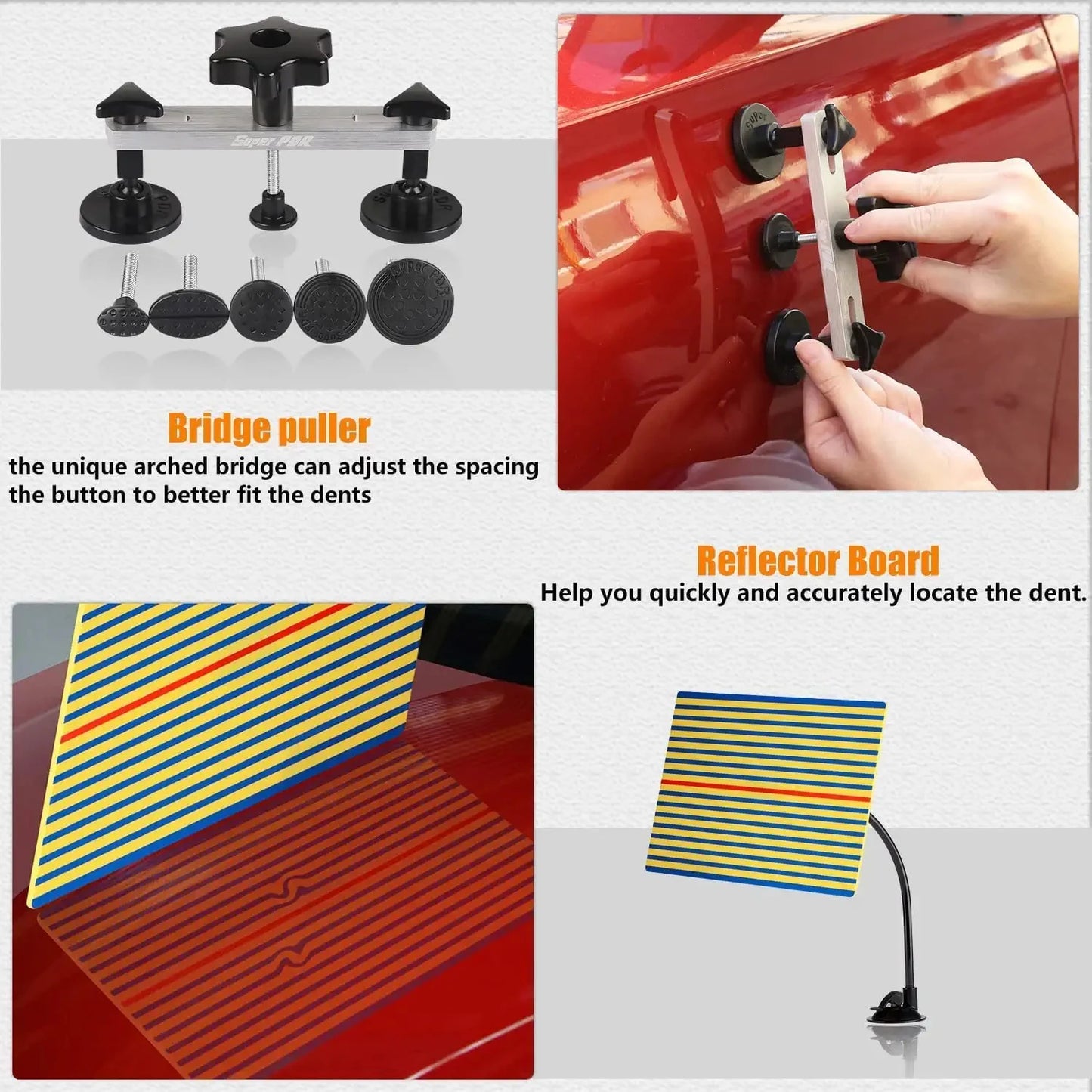 Professional PDR Car Paintless Dent Repair Kit with Auto Dent Puller Tools