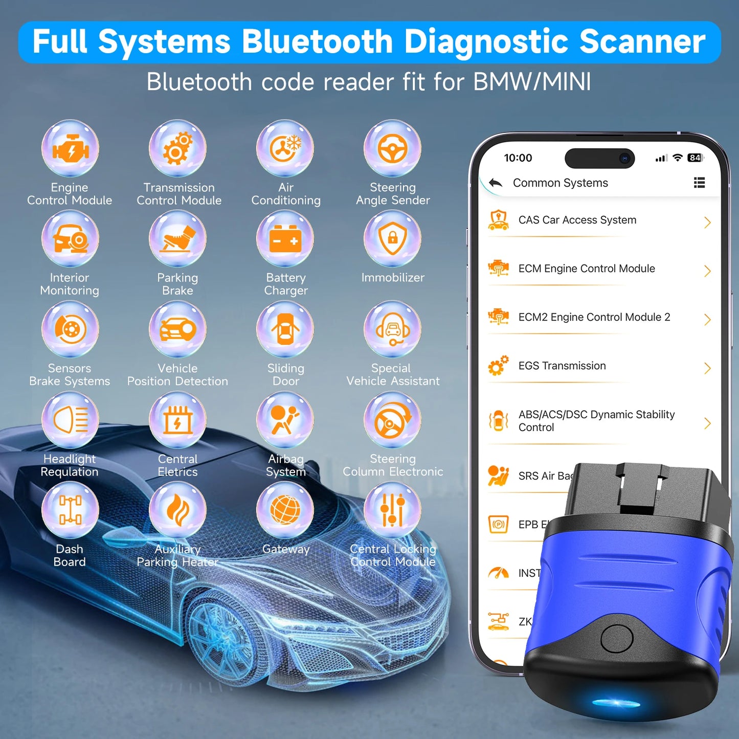 Autophix 3910 Bluetooth OBD2 Scanner for BMW MINI Rolls Royce with Free Updates