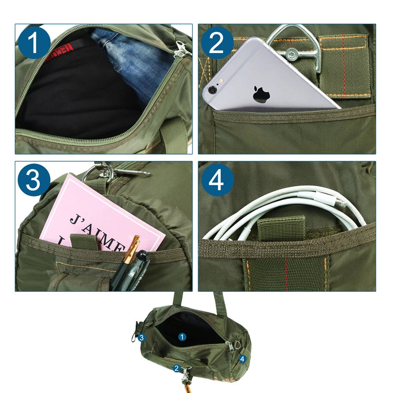 LQARMY Tactical Parachute Duffle Bag 1000D Nylon Outdoor Travel and Camping Crossbody Bag