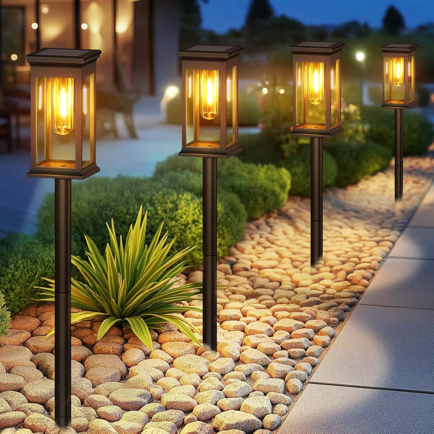 Upgraded Solar Lights 2700K Warm White 12 Hours Brightness for Yard and Garden Pathway