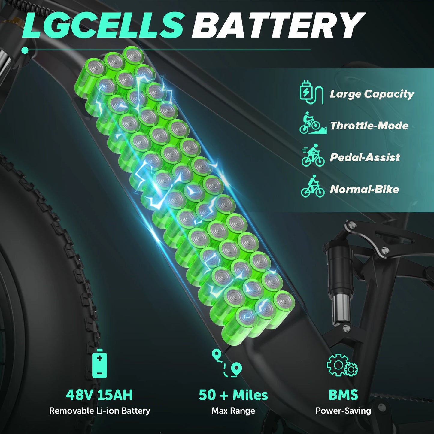 Cycrown Ultra 750W Electric Bicycle 48V 15Ah Dual Battery 26 Inch Fat Tire Off Road Bike