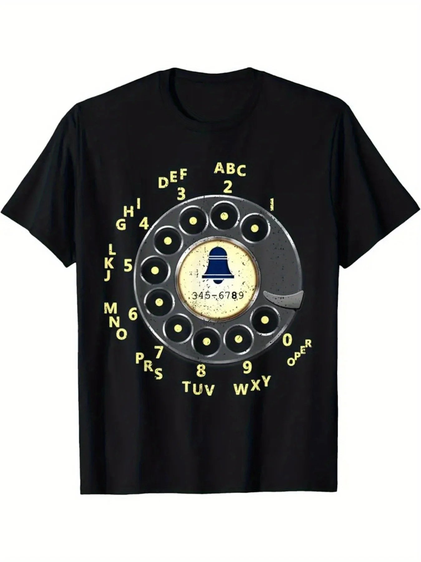 Retro Dial Phone Graphic Men's T-Shirt 100 Percent Cotton Crew Neck Casual Tee