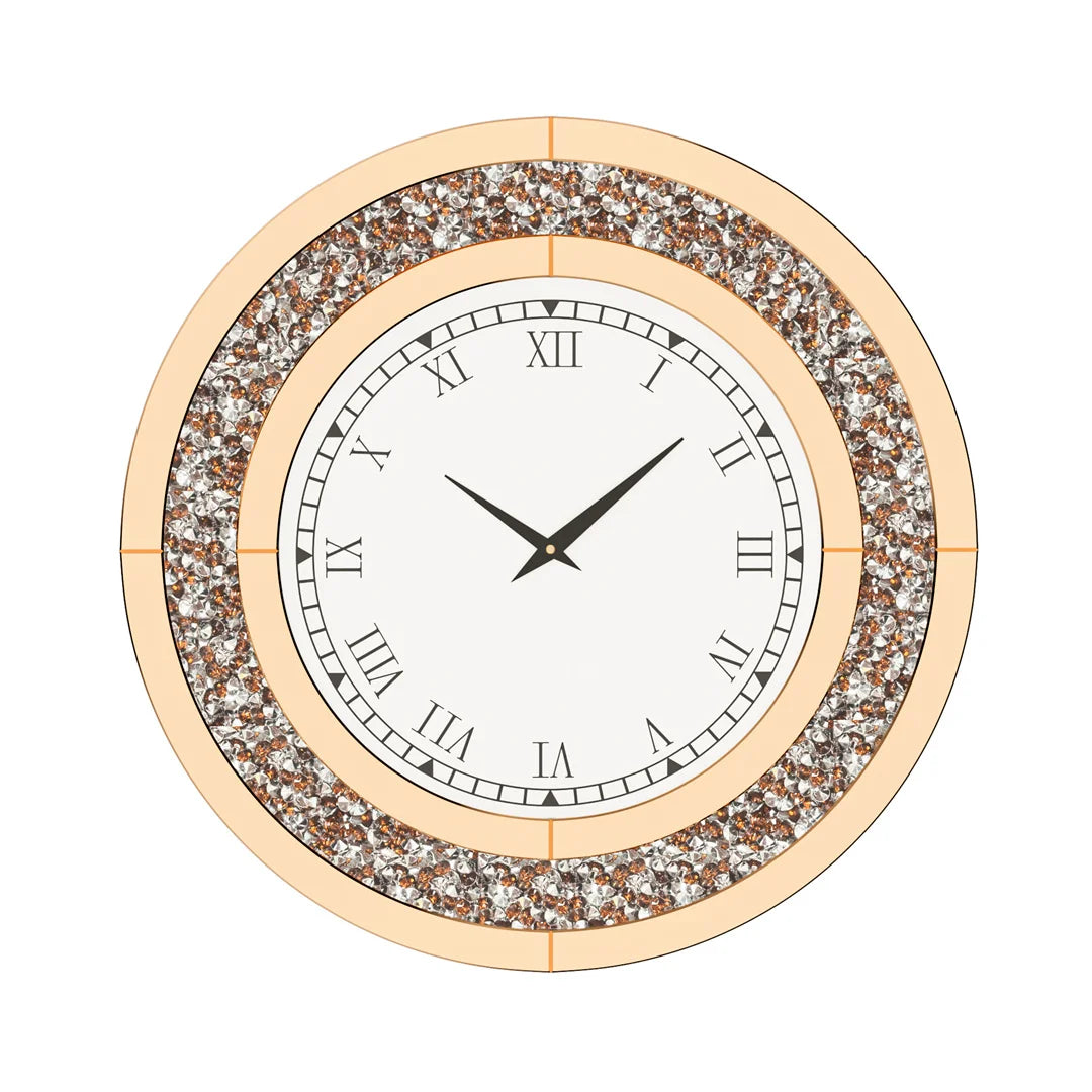 LUVODI 32inch Large Diamond Crystal Modern 3D Wall Clock Living Room Kitchen Bedroom Hall Clock with Roman Numerals