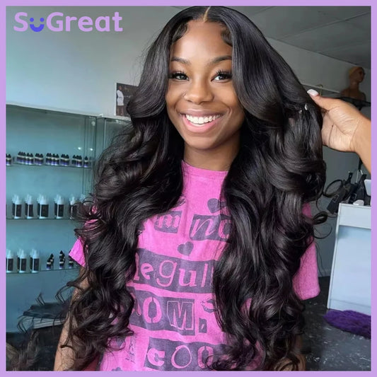 13x6 HD Lace Frontal Wig Body Wave Brazilian Human Hair for Black Women 30-40 Inch