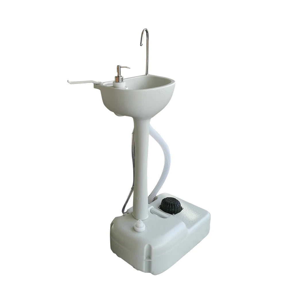 Outdoor Portable Camping Sink with Toilet Hand Wash Basin Foot Pump RV Travel Fishing