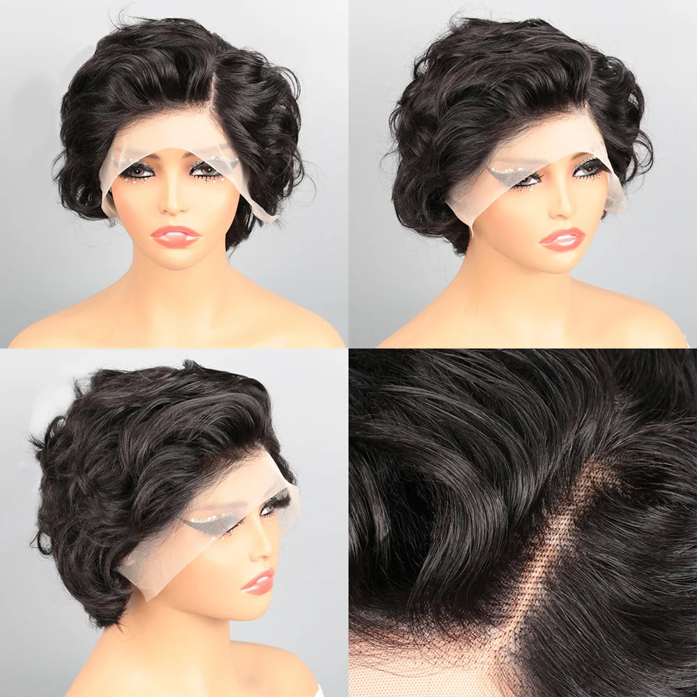 Pixie Cut Human Hair Wig 13X4 HD Lace Front Glueless Wear and Go Short Curly Wig for Women