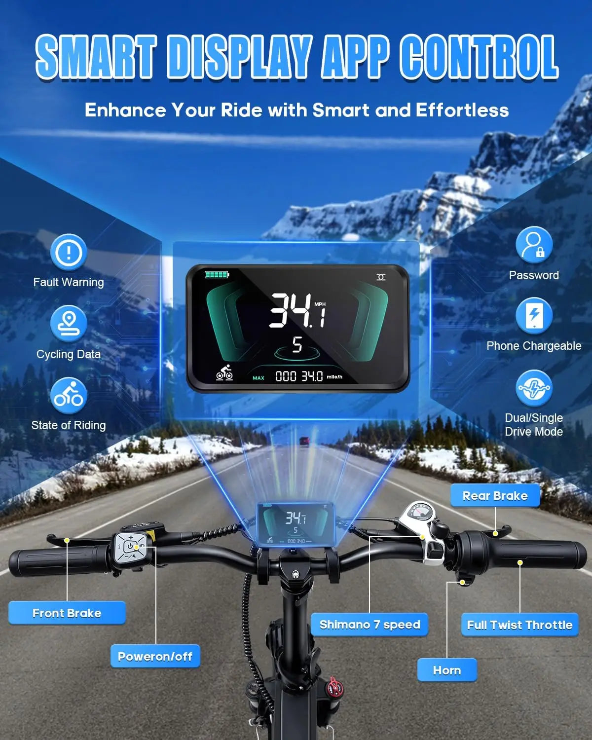 W Wallke H9 AWD 3200W Dual Motor Electric Bike with Samsung Battery Folding Design