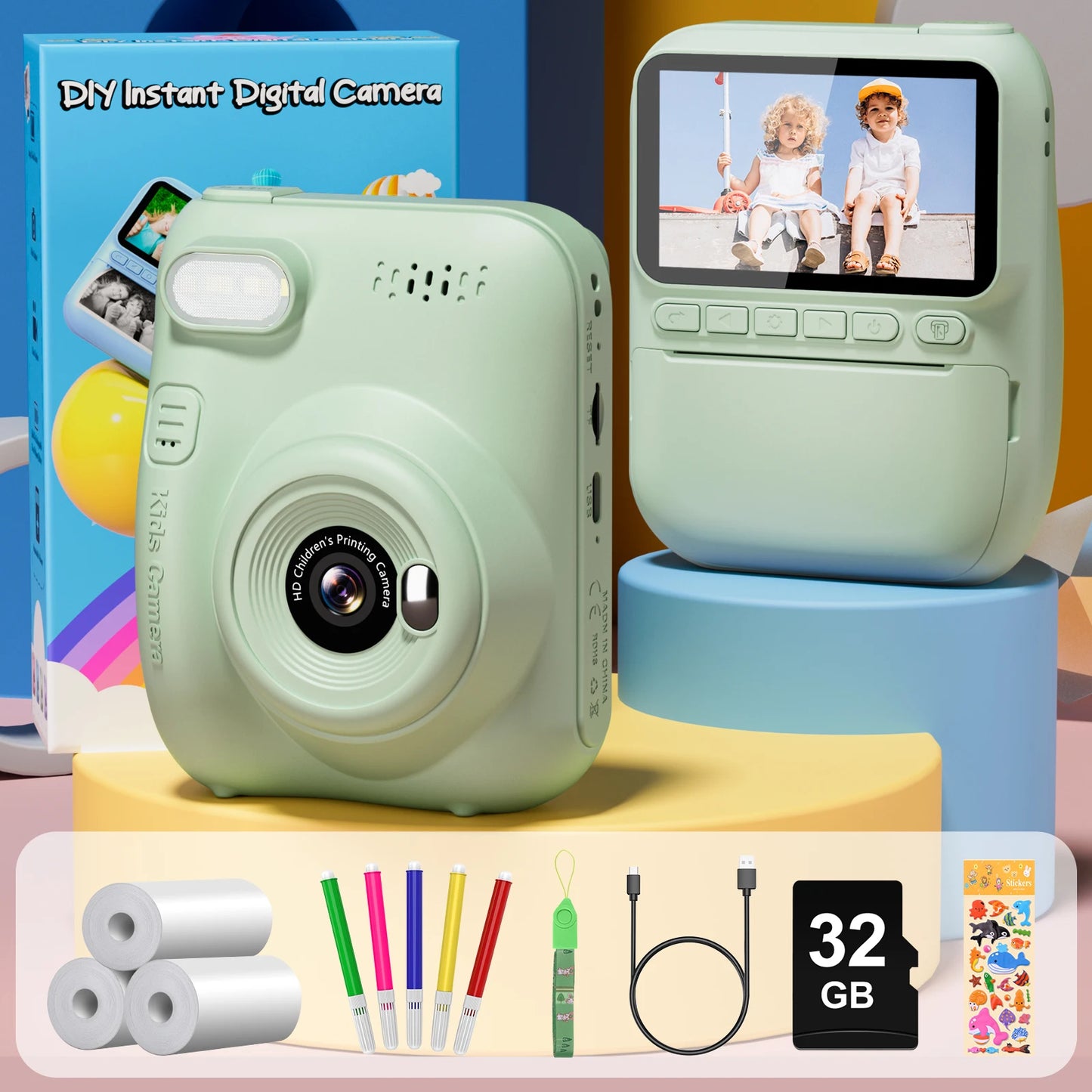 Gofunly Kids Instant Print Camera Mini Digital 1080P Video Recorder for Ages 6 to 12