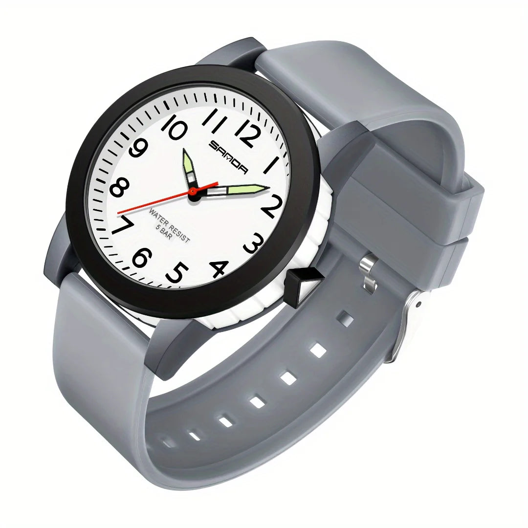 Fashion Casual Quartz Watch for Kids with TPU Strap and Luminous Display Gift Idea