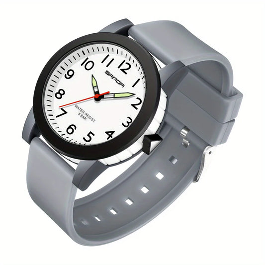 Fashion Casual Quartz Watch for Kids with TPU Strap and Luminous Display Gift Idea