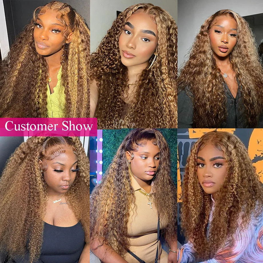 Ombre HD Lace Front Wig 13x6 Deep Wave Brazilian Human Hair Curly Wig for Women