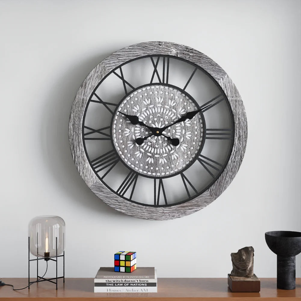 Bohemian Wind and Iron Wood Combined with Creative Wall Clock