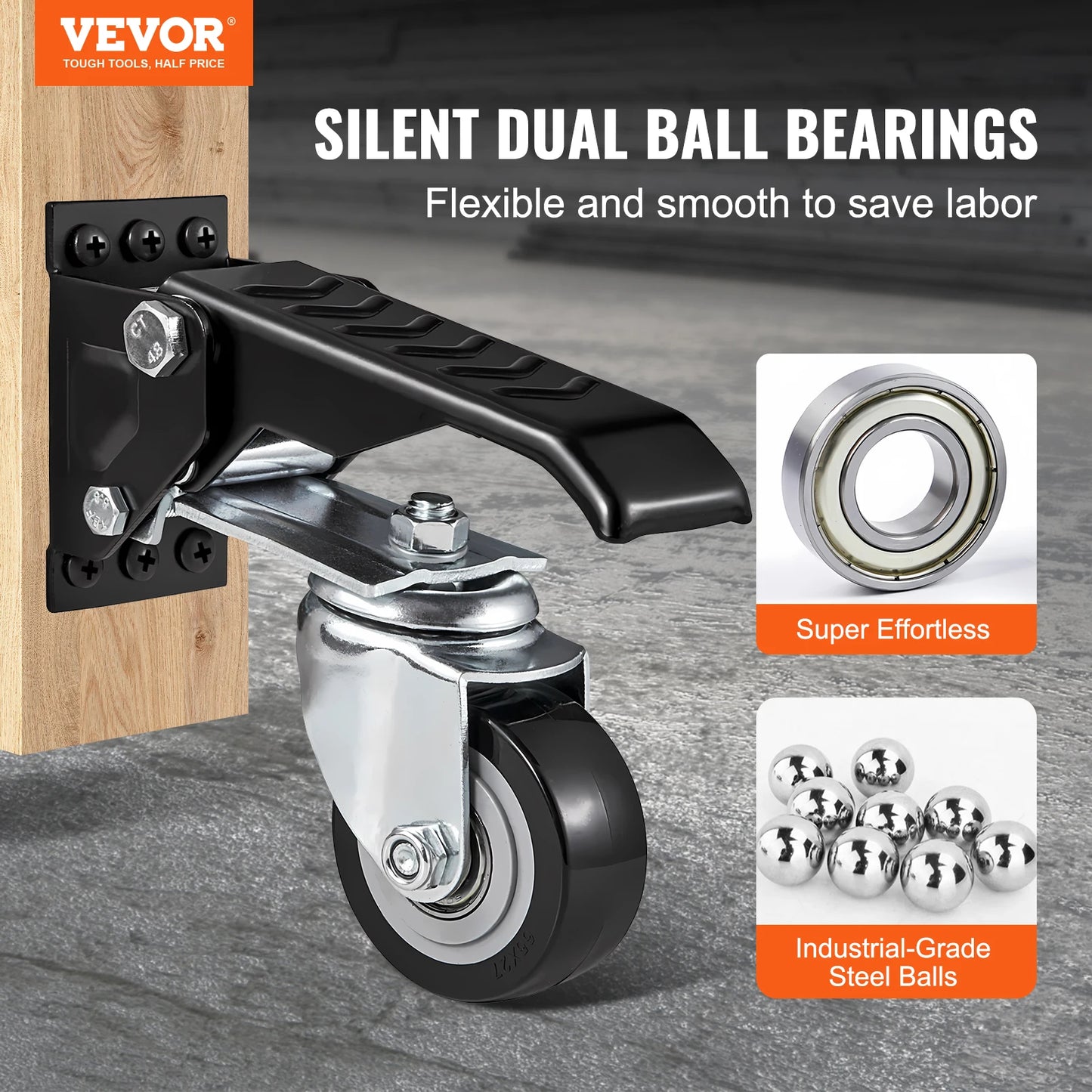 VEVOR 165 lbs 2.5 Inch Workbench Caster Wheels Set of 4 with 360 Degree Swivel Function