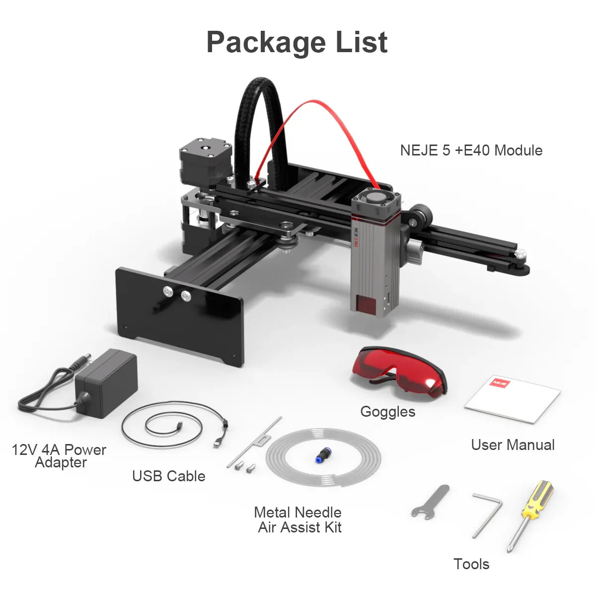NEJE 5 40W-80W Lightburn Cutting Printing Machine Portable Wood Engraver Cutter APP Control Bluetooth