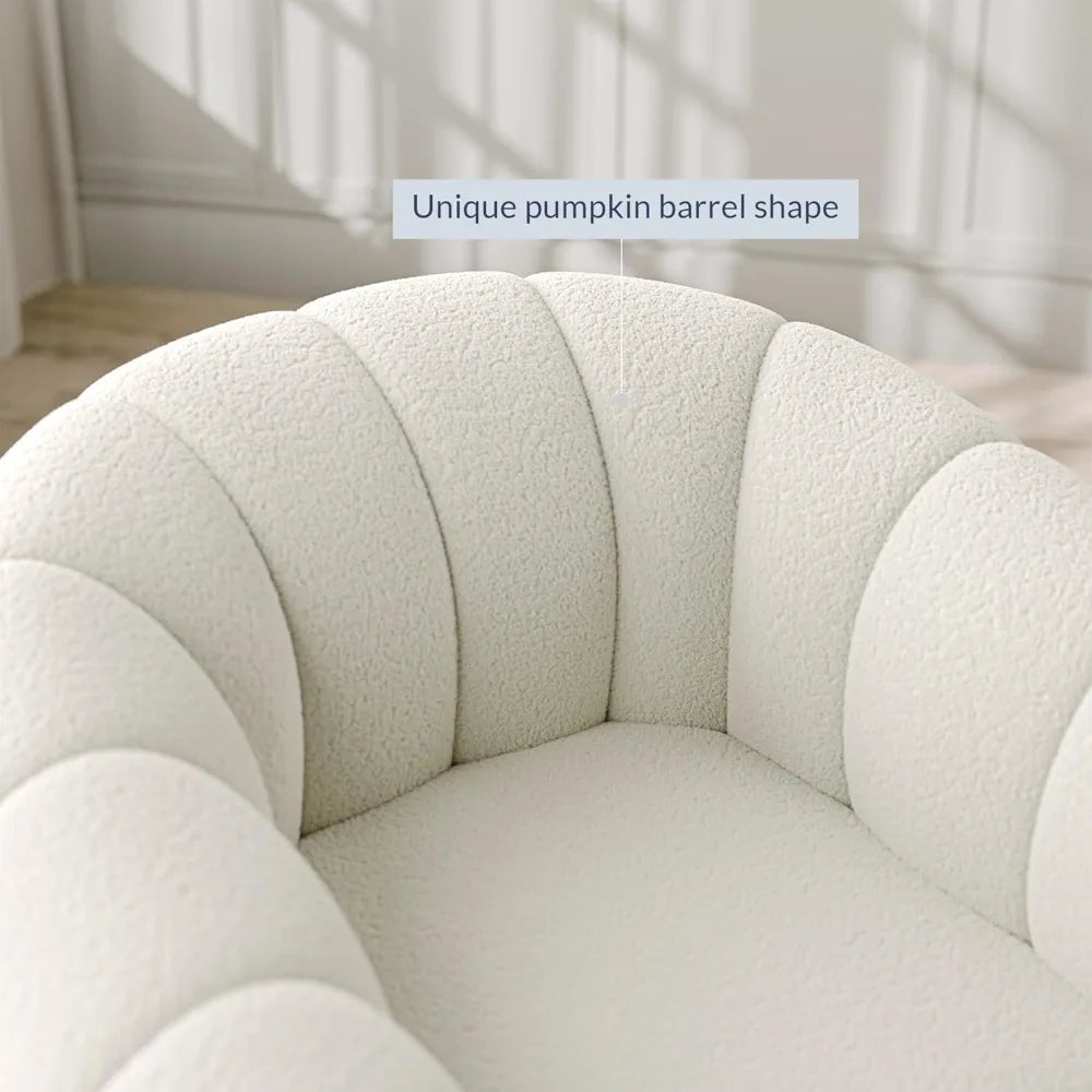 Modern Swivel Accent Chair, Round Barrel Armchairs with Wide Upholstered, Comfy Swivel Accent Chair for Living Room Office Bedr