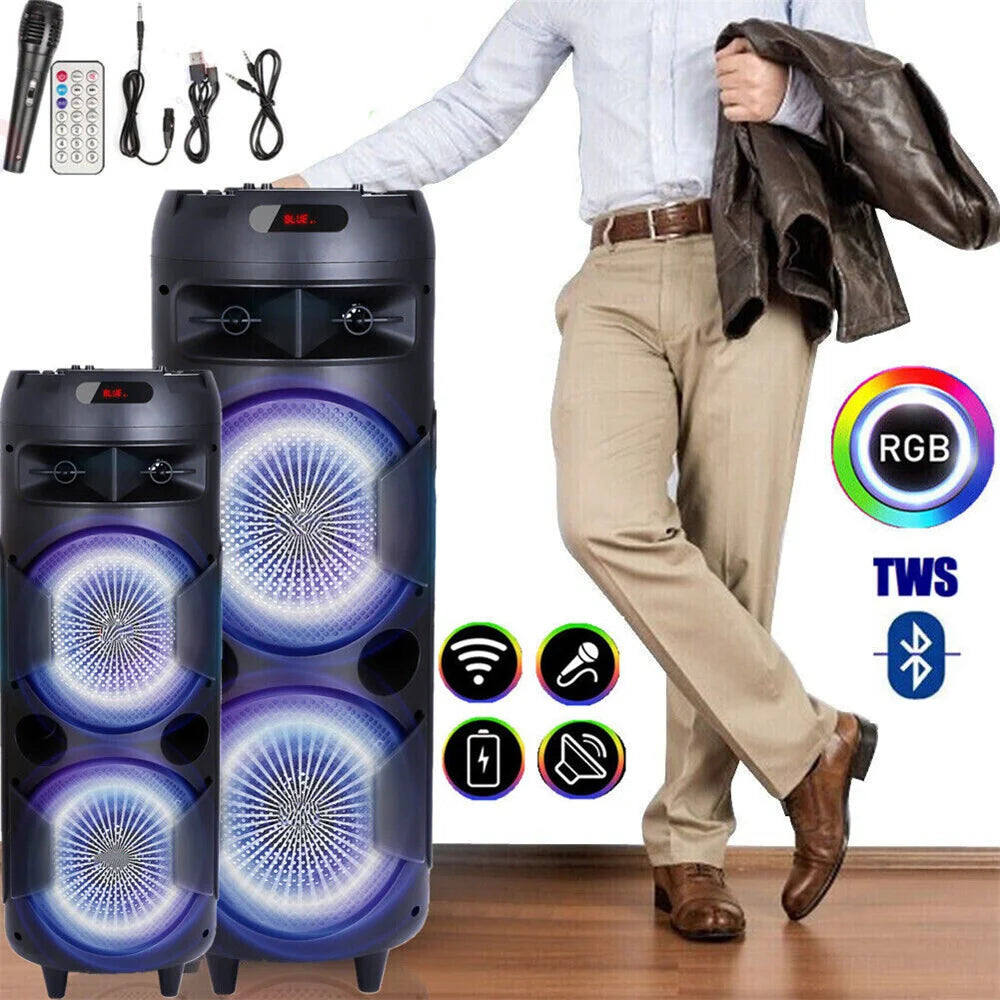 6000W Portable Bluetooth Speaker with Heavy Bass RGB Light for Party and Karaoke