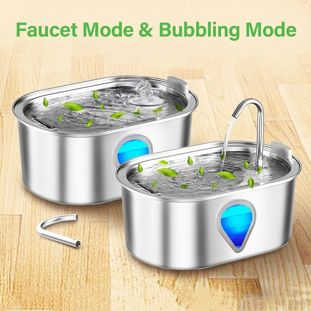 3.5L Automatic Stainless Steel Pet Water Dispenser with LED Lighting for Cats