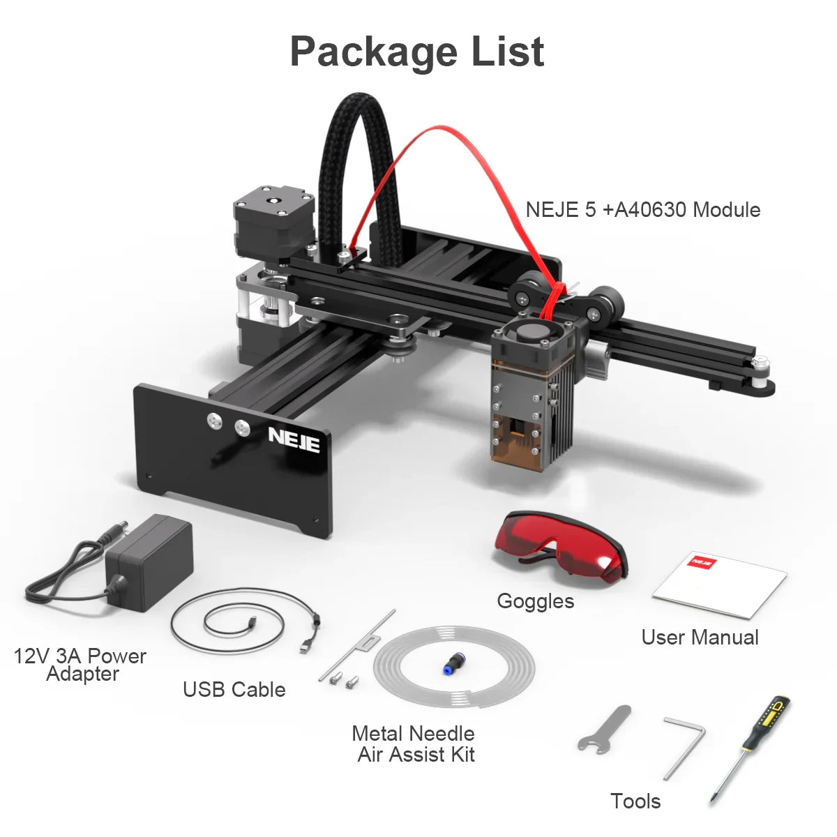 NEJE 5 40W-80W Lightburn Cutting Printing Machine Portable Wood Engraver Cutter APP Control Bluetooth