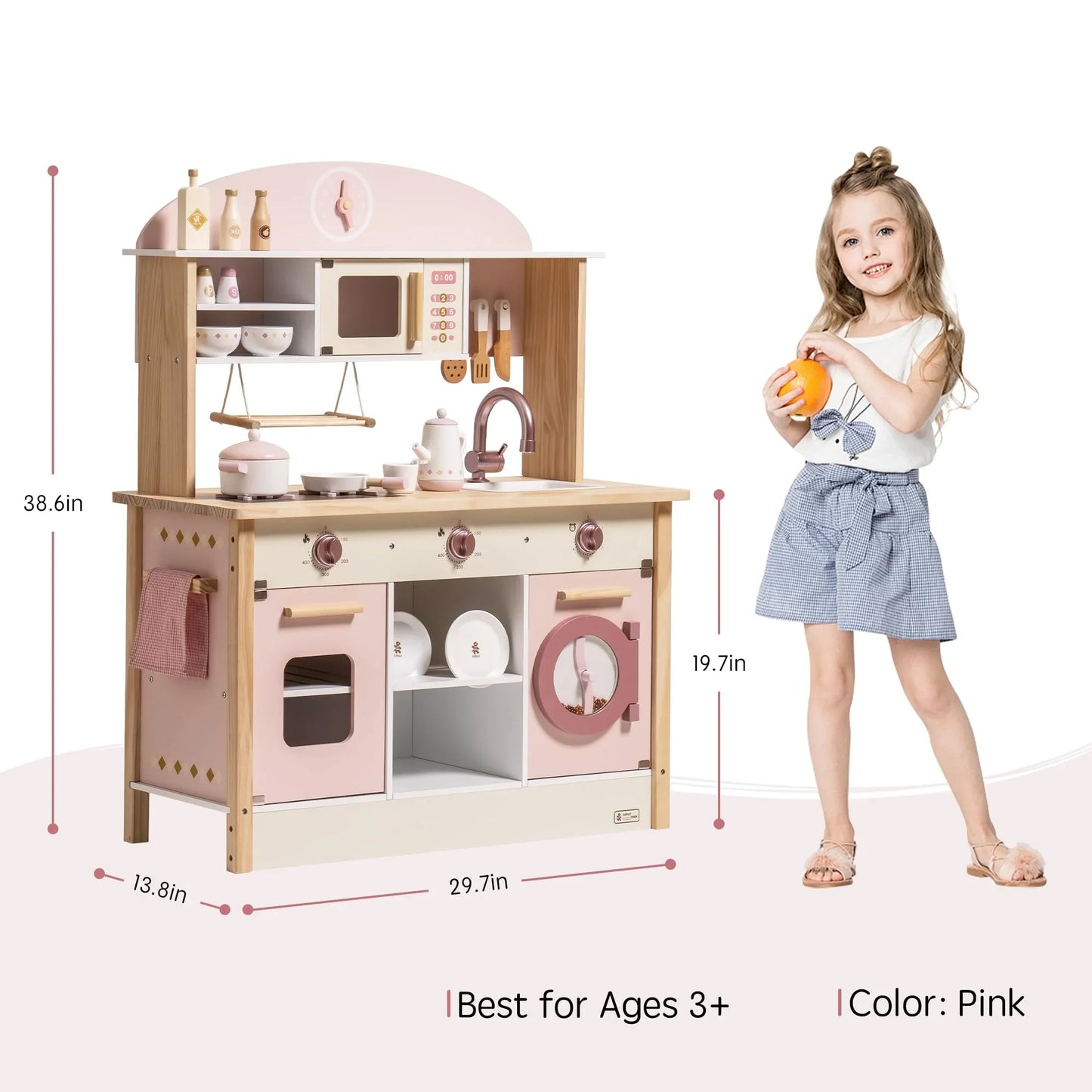 Robotime Robud Wooden Play Kitchen Set for Kids Imaginative Cooking Fun Ages 3 and Up