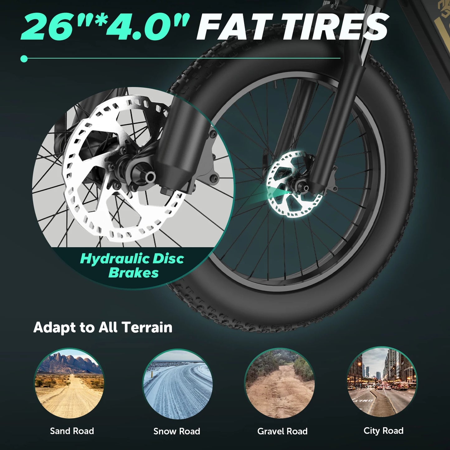 Cycrown Ultra 750W Electric Bicycle 48V 15Ah Dual Battery 26 Inch Fat Tire Off Road Bike